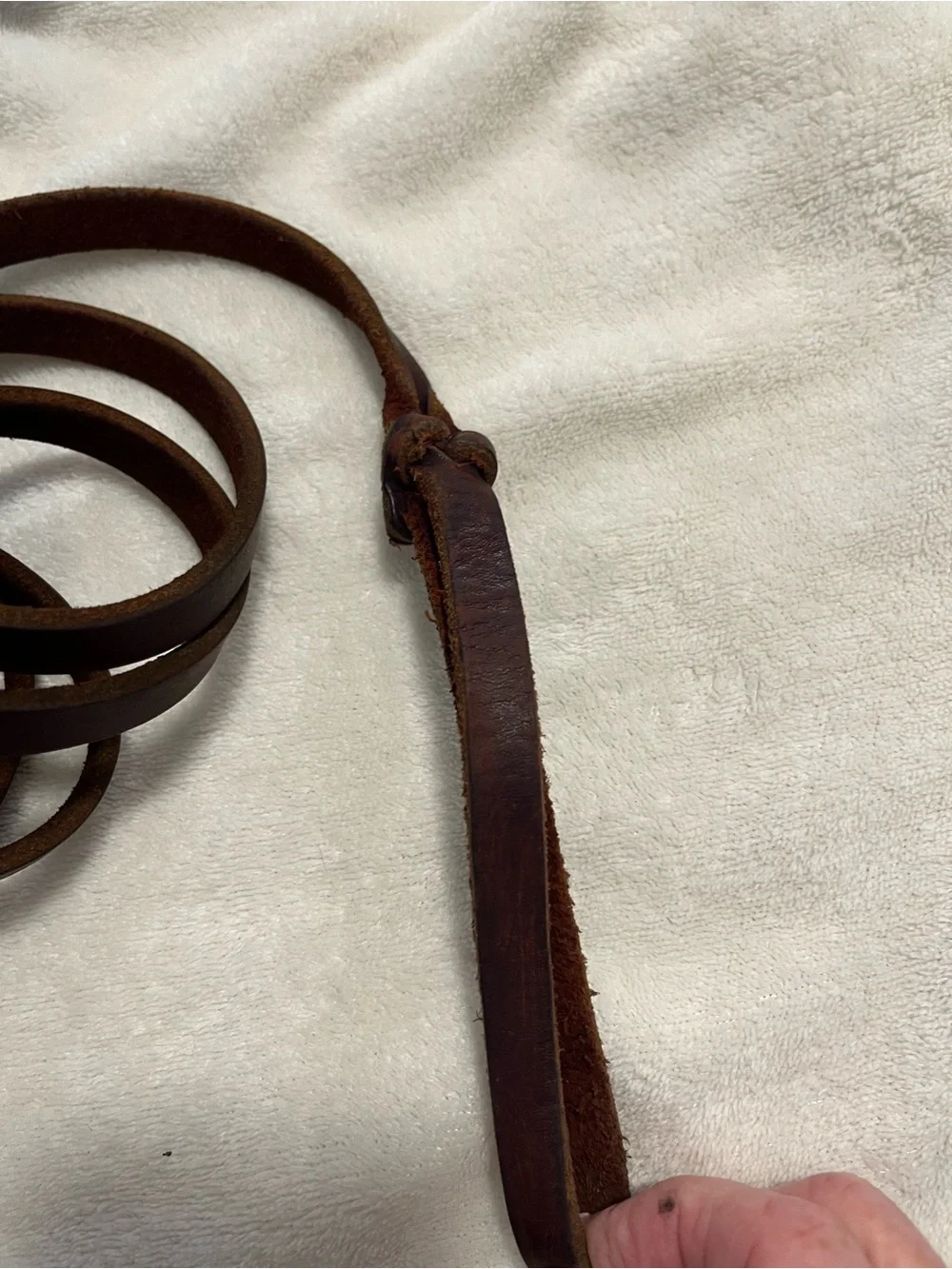 Genuine Leather Dog Leash Brown Braided Handle 72” Long Handmade Style